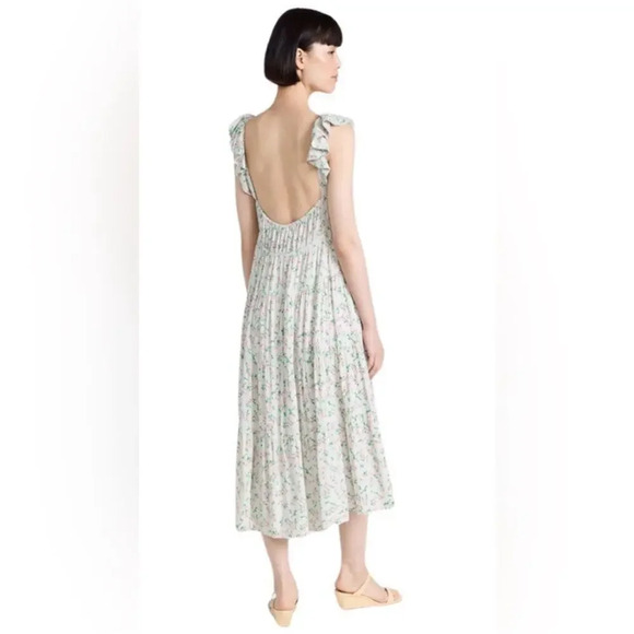 NWT Sokie Collective The Summer Flutter green pink floral midi Dress Size Small - Picture 3 of 9